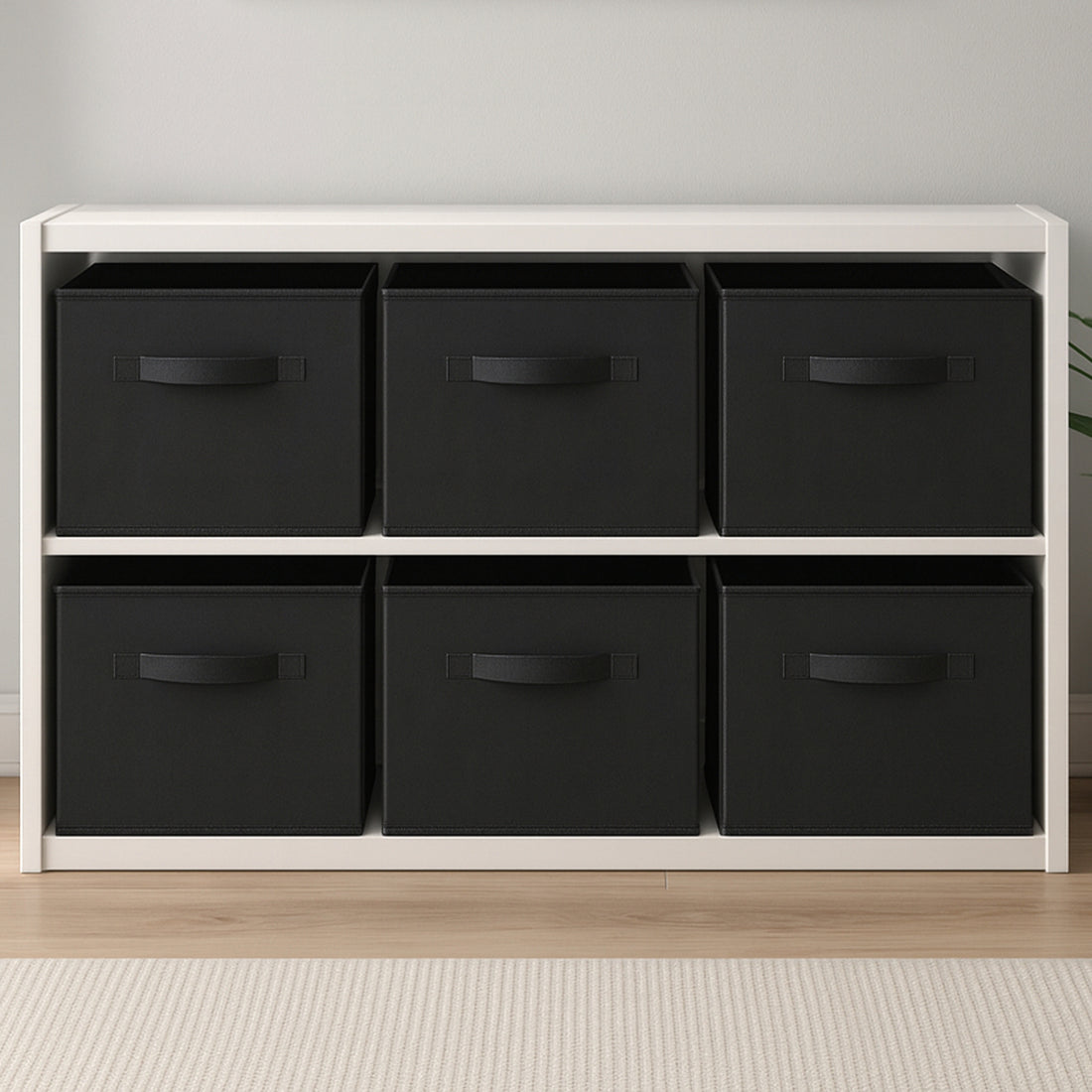 Set 6 Cutii Depozitare Elindor® Pliabile, Tip Sertar, Organizator pentru Dormitor Studentesc, Organizatoare pentru Dulap, Cutie Organizare, Cos Multifunctional, Separator Haine, Paturi, Jucarii, Pentru Dormitor, Living, 26.5 x 26.5 x 28 cm, Negru