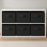 Set 6 Cutii Depozitare Elindor® Pliabile, Tip Sertar, Organizator pentru Dormitor Studentesc, Organizatoare pentru Dulap, Cutie Organizare, Cos Multifunctional, Separator Haine, Paturi, Jucarii, Pentru Dormitor, Living, 26.5 x 26.5 x 28 cm, Negru