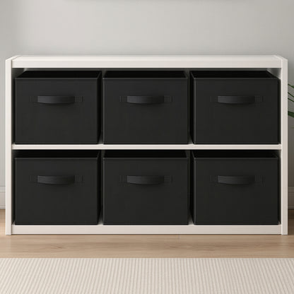 Set 6 Cutii Depozitare Elindor® Pliabile, Tip Sertar, Organizator pentru Dormitor Studentesc, Organizatoare pentru Dulap, Cutie Organizare, Cos Multifunctional, Separator Haine, Paturi, Jucarii, Pentru Dormitor, Living, 26.5 x 26.5 x 28 cm, Negru