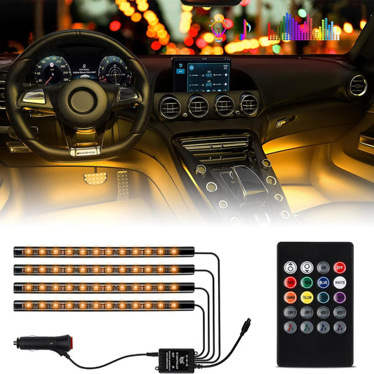 Lumini Interioare Auto Elindor®, 4 Benzi LED, Control Wireless, 8 Culori RGB