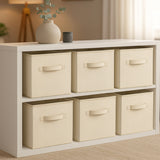 Set 6 Cutii Depozitare Elindor® Pliabile, Tip Sertar, Organizator pentru Dormitor Studentesc, Organizatoare pentru Dulap, Cutie Organizare, Cos Multifunctional, Separator Haine, Paturi, Jucarii, Pentru Dormitor, Living, 26.5 x 26.5 x 28 cm, Bej