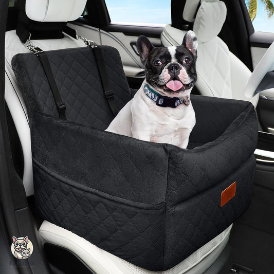 Scaun Auto Elindor® pentru Transport Animale, Caini si Pisici, Talie Mica si Medie, Protectie Scaun Sezut / Spatar, Ofera Protectie Pentru Bancheta Spate Masina Taxi/Ride Sharing, Impermeabila, Antialunecare, 52.6 x 52.6 x 48 cm, Negru