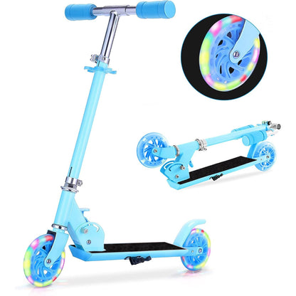 Trotinetă Elindor® Pliabilă cu Ghidon Ajustabil, Roți LED, Albastru