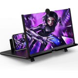 Lupa Pliabila Elindor® pentru Telefon cu Efect 3d si Zoom 4x Marire, Diagonala de 12 inch, suport telefon universal, Negru