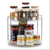 Raft Organizator Rotativ 360° Elindor® Depozitare si Organizare pentru  Bucatarie, Baie, Camara, Birou si Dulap Sub Chiuveta Multifunctional, Organizatoare pentru, Produse Cosmetice, Creme, Condimente, Parfumuri, 20x23.5 cm, Plastic Acrilic Transparent
