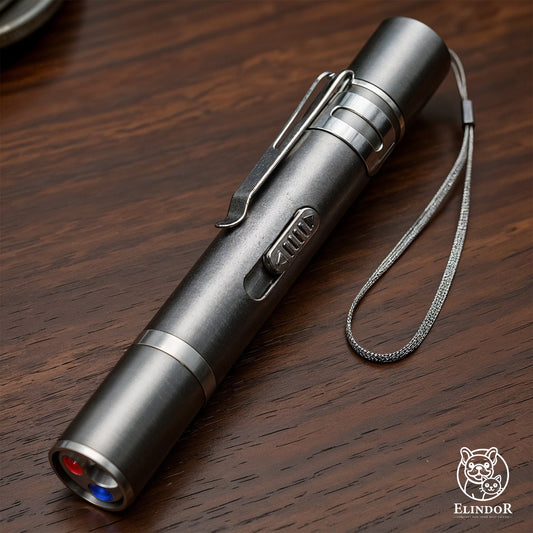 Jucarie Interactiva Elindor® pentru Pisici si Caini, Laser Pointer Reincarcabil USB, 7 Moduri Ajustabile, Lanterna LED, Otel Inoxidabil, Argintiu