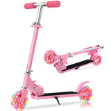 Trotinetă Elindor® Pliabilă cu Ghidon Ajustabil, Roți LED, Roz