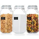 Set 3 Borcane Sticla 2.3L Elindor®, Capace Groase , Depozitare Etansa pentru Alimente, Transparent