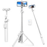 Trepied foto telescopic, universal pentru telefon/cameră/GoPro, Bluetooth, ajustabil, alb