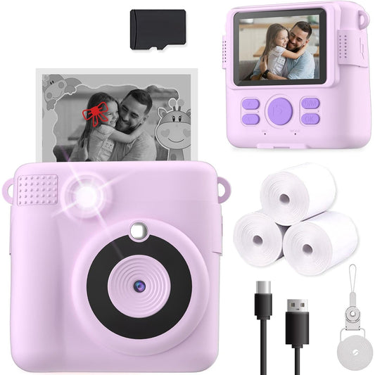 Camera Foto Copii Elindor®, Jucarie cu Ecran LCD, Cadou Educativ pentru Poze, Card Inclus 32GB, Ideal pentru Fete si Baieti, Mov