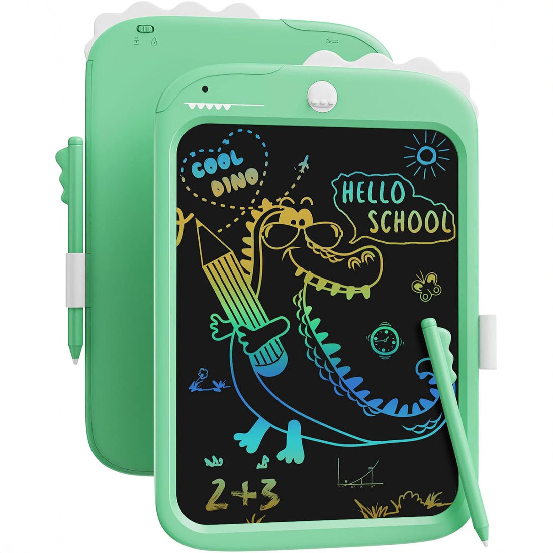 Tableta LCD Desen Elindor® 10 Inch, Jucarie Educativa Pentru Copii, Portabila, Verde