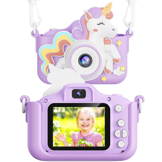 Cameră Foto Digitală pentru Copii Elindor® - Unicorn, 48MP, 1080P HD, Cadou Perfect pentru 3-12 Ani
