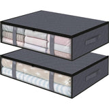Set 2 Cutii Pliabile de Depozitare Elindor®, Organizatoare pentru Haine si Paturi, Potrivit pentru depozitare Sub Pat, Ideal pentru Dormitor, Dulap, Dormitor Studentesc, Plapumi, Gri