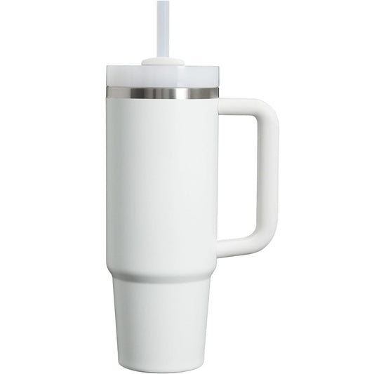 Cana Termos Elindor, din Otel Inoxidabil, Izolatie cu Pereti Dubli, cu Capac si Pai Reutilizabil, Capacitate 1.18L, Rezistenta la Scurgeri, Ideala pentru Apa, Ceai, Cafea sau Smoothie, Alb