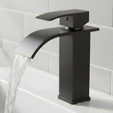 Baterie Chiuveta Neagra Elindor® Inalta, Tip Cascada, Robinet de Apa Modern, Monocomanda pentru Bucatarie si Baie, Otel Inoxidabil, Montare pe Blat, Jet Larg, Incastrata, Multifunctionala Design Elegant pentru Lavoar sau Vas, 14 cm