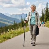 Baston Ortopedic Elindor® de Sprijin Pliabil, Usor si Reglabil, Potrivit pentru Ambele Maini, din Aluminiu Rezistent, Ofera Stabilitate si Sustinere pana la 100 Kg, Carja pentru Varstnici si Recuperare, Negru