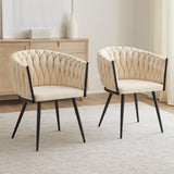 Set 2 Scaune Elindor® Ergonomice, Tip Scoica, Design Contemporan, Scaun cu Spatar si cu Manere, din Catifea cu Picioare Metalice Aurii, Potrivite pentru Living, Bucatarie, Birou, Dormitor, Latime Sezut 44 cm, 71 x 50 x 45 cm, Bej