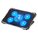 Cooler Laptop Gaming RGB Elindor® Suport cu Unghi Reglabil 6-12 cm, Dimensiuni Compatabile 12-17.3 Inch, 5 Ventilatoare Puternice si Silentioase 15dB cu Viteza Ajustabila, 2 Porturi USB, pentru Birou, Calatorii, 41,6 x 28,5 x 2,8 cm, Negru