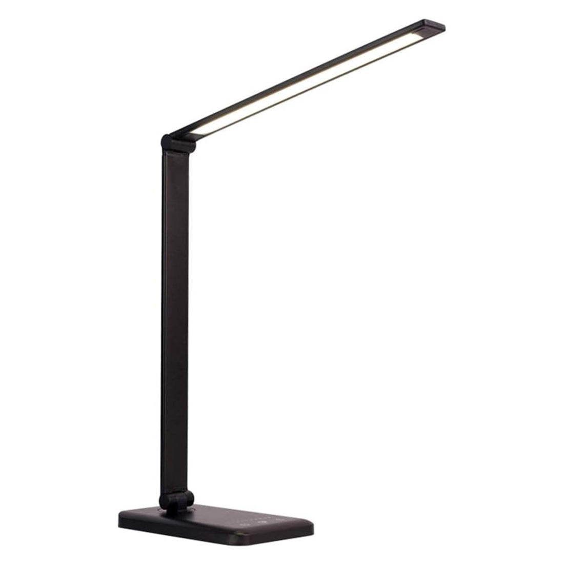 Lampa de Birou Elindor® Neagra cu LED, Pliabila, Incarcare USB si Incare Wireless Telefon, 5 Moduri Lumina Camera Rece/Cald si 5 Intensitati, Veioza Control prin Atingere, Potrivita si pentru Noptiera in Dormitor, Oprire Automata, 39 x 3 x 10,8 cm