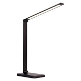 Lampa de Birou Elindor® Neagra cu LED, Pliabila, Incarcare USB si Incare Wireless Telefon, 5 Moduri Lumina Camera Rece/Cald si 5 Intensitati, Veioza Control prin Atingere, Potrivita si pentru Noptiera in Dormitor, Oprire Automata, 39 x 3 x 10,8 cm