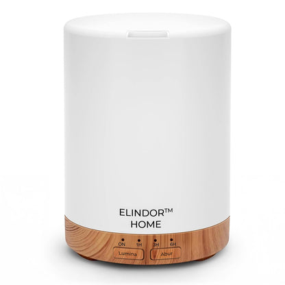 Difuzor de Ulei Esential Elindor® Aromaterapie, Umidificator de Aer, Aparat cu Rezervor 300ml, Capac Opac, Oprire Automata, Ultrasonic, 7 Moduri Lumina Ambientala, 25 dB, Aria de Acoperire 25 m², Alb