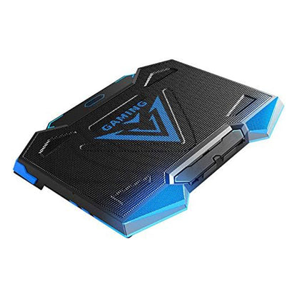 Cooler Laptop Gaming RGB Elindor® Suport cu Unghi Reglabil pe 5 Nivele, Viteza Ajustabila, Dimensiuni Compatabile 15.6-17 Inch, 5 Ventilatoare Puternice si Silentioase 20dB, 2 Porturi USB, pentru Birou, Calatorii, 45.5 x 32 x 3.2 cm, Negru