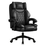 Scaun de Birou Elindor® Ergonomic, Design Contemporan, Scaun cu Spatar si Manere, din Piele PU cu Suport pentru Picioare si Roti, Latime Sezut 58 cm, Inaltime intre 48-56 cm, Negru