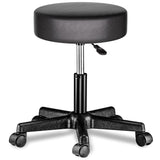 Scaun Rotativ Elindor® cu Roti, Ergonomic, fara Spatar si Manere, Design Compact, Tapitat cu Burete Moale, cu Picior Metalic, Potrivite pentru Living, Bucatarie, Birou, Dormitor, Inaltime Ajustabila, 48 x 48 x 46-60 cm, Negru