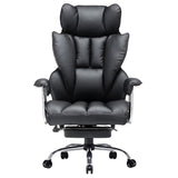 Scaun de Birou Elindor® Ergonomic, Design Contemporan, Scaun cu Spatar si Manere, din Piele PU cu Suport pentru Picioare si Lombar, cu Roti, 52 x 60 x 127 cm, Negru