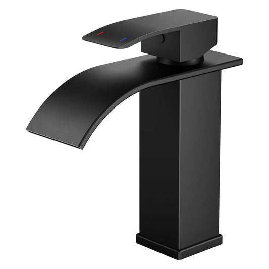 Baterie Chiuveta Neagra Elindor® Inalta, Tip Cascada, Robinet de Apa Modern, Monocomanda pentru Bucatarie si Baie, Otel Inoxidabil, Montare pe Blat, Jet Larg, Incastrata, Multifunctionala Design Elegant pentru Lavoar sau Vas, 14 cm