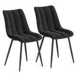 Set 2 Scaune Elindor® Ergonomice, Design Contemporan, Scaun cu Spatar si fara Manere, din Catifea cu Picioare Metalice Negre, Potrivite pentru Living, Bucatarie, Birou, Dormitor, Latime Sezut 46 cm, 85.5 x 45 x 42 cm, Negru
