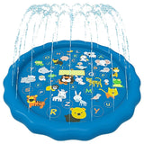 Piscina Gonflabila Elindor® 3-in1, cu Jeturi de Apa pentru Copii, Model Litere si Animale Salbatice, de Interior / Exterior, Distractie si Educatie, Jucarii Bebelusi si Copii, Instalare Rapida, Diametru 1 m, Bleumarin