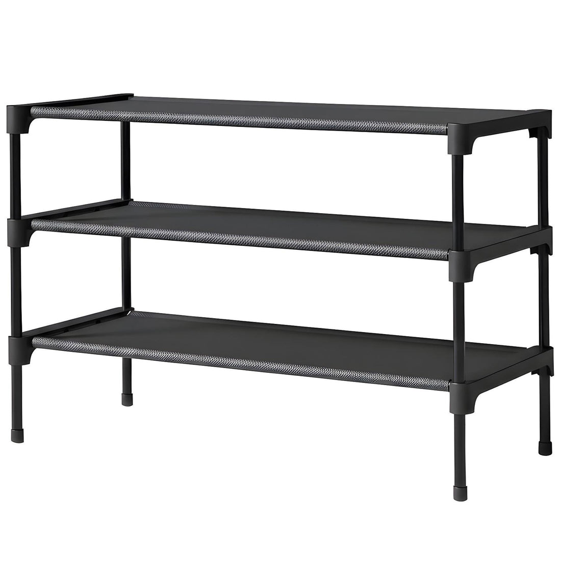 Organizator pentru Pantofi Elindor® Pantofar cu 3 Nivele Mari, Fara Gauri, Suport Metalic pentru Papuci, Dulap Hol, Dormitor, Economisire Spatiu, Depozitare Incaltaminte, 30 × 70 × 47 cm, Negru