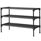 Organizator pentru Pantofi Elindor® Pantofar cu 3 Nivele Mari, Fara Gauri, Suport Metalic pentru Papuci, Dulap Hol, Dormitor, Economisire Spatiu, Depozitare Incaltaminte, 30 × 70 × 47 cm, Negru