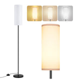 Lampa de Podea Elindor® Veioza cu Abajur Tesatura, Lumina Calda, Soclu Compatitbil E26, Structura Metalica, pentru Camera de Zi, Dormitor, Sufragerie, Birou, Hol, Picior 194 x Baza 22 cm, Alb