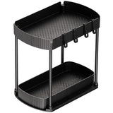 Organizator Elindor® cu 2 Nivele, Recipient de Depozitare Multifunctional si Glisant, Organizator pentru Dulapul de sub Chiuveta din Baie si Bucatarie, 20.3 x 38 x 32.5 cm, Negru