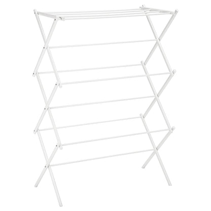 Uscator Vertical Elindor® pentru Rufe haine 6 Nivele, Pliabil, 11 Bare pentru Uscare Haine, Suport Fix, Economie de Spatiu, Ideal pentru Interior, Greutate Maxima Suportata 14.5 kg, 37 × 75 × 106 cm, Alb