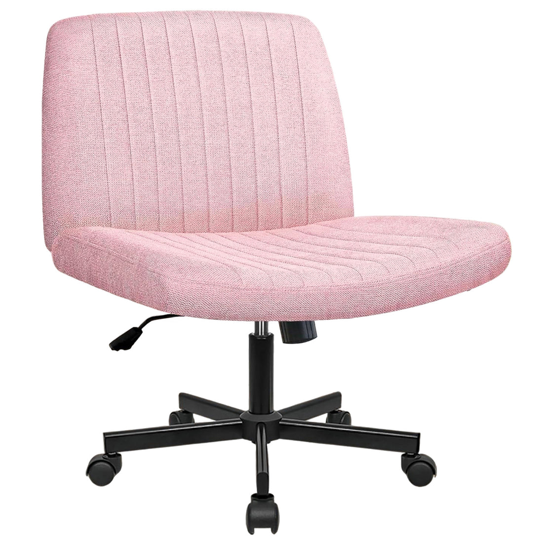 Scaun Birou Ergonomic Elindor® Rotativ 360°, fara Manere, cu Spatar Design Compact, Confortabil, Scaune in Stil Modern cu Roti, Picioare Metalice, Reglaj Balansare, Inaltime Ajustabila, 56 × 67 × 92 cm, Roz