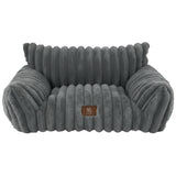 Pat Confortabil pentru Caini si Pisici Elindor® Tip Canapea, Culcus Moale Antiderapant, cu Husa Detasabila din Microfibra Lavabila la Masina, Potrivit pentru Caine si Pisica de Talie Mica, Ideal in Orice Anotimp, in Casa, 61 x 46 x 25 cm, Gri