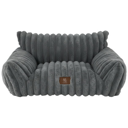 Pat Confortabil pentru Caini si Pisici Elindor® Tip Canapea, Culcus Moale Antiderapant, cu Husa Detasabila din Microfibra Lavabila la Masina, Potrivit pentru Caine si Pisica de Talie Mica, Ideal in Orice Anotimp, in Casa, 61 x 46 x 25 cm, Gri