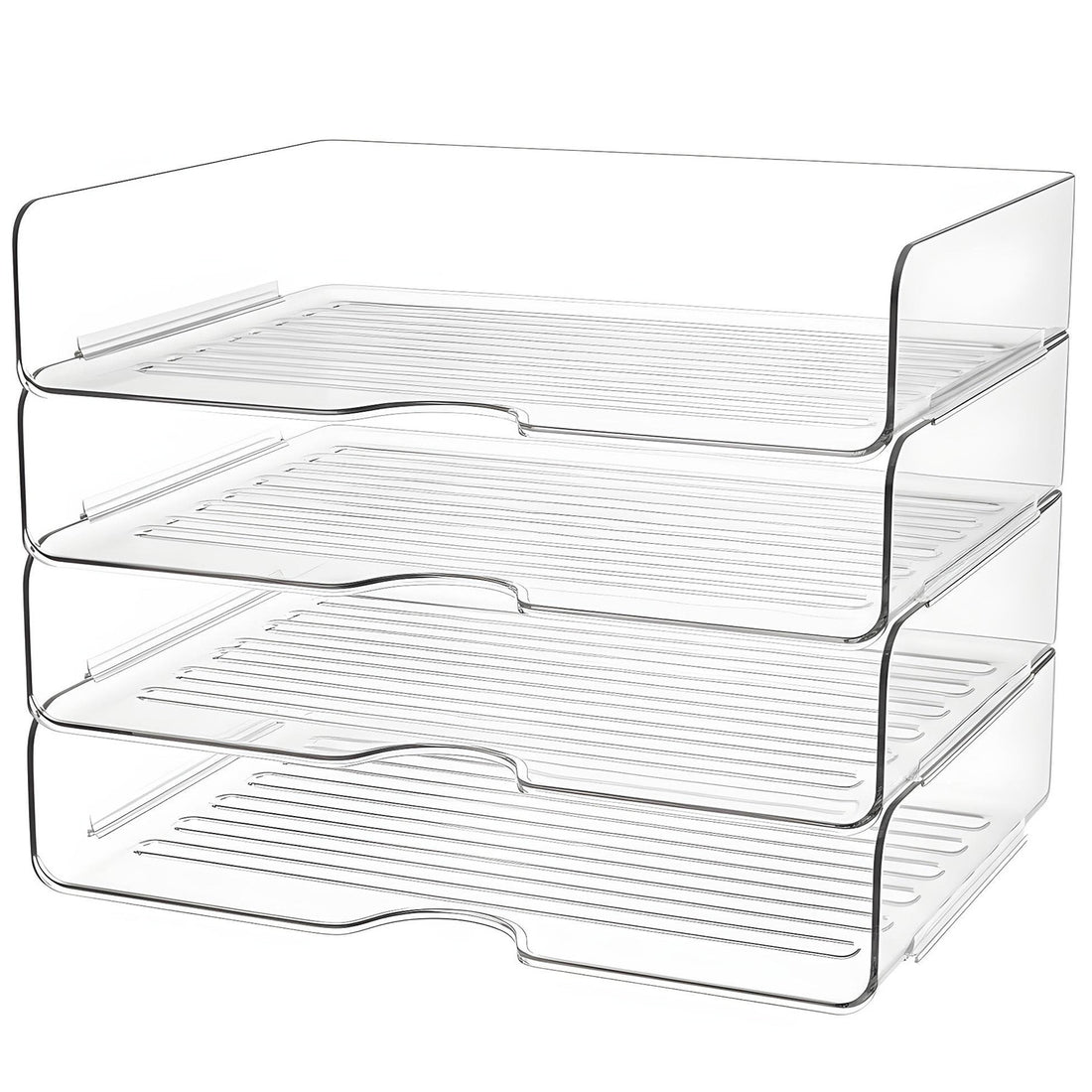 Set 4 Tavi de Depozitare Elindor® Cutii pentru Documente, Cutie cu 4 Compartimente Detasabile, Organizator de Birou, Potrivit si pentru Baie, Living, Bucatarie, pentru Creioane, Hartii, Rechizite, Pixuri, Suport Multufunctional, 33 x 25 x 27 cm, Transpare