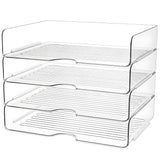 Set 4 Tavi de Depozitare Elindor® Cutii pentru Documente, Cutie cu 4 Compartimente Detasabile, Organizator de Birou, Potrivit si pentru Baie, Living, Bucatarie, pentru Creioane, Hartii, Rechizite, Pixuri, Suport Multufunctional, 33 x 25 x 27 cm, Transpare