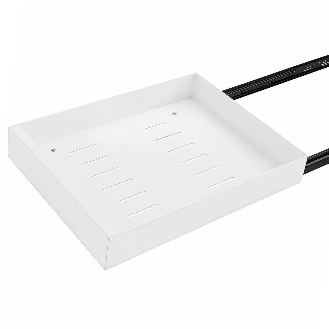 Organizator Multifunctional Elindor® Tip Sertar, cu Adeziv, Suport Metalic Dulap sub Blat Chiuveta, Inaltime Reglabila, Sertar Glisant Organizare pentru Bucatarie, Baie, Camara, Bar, Raft cu Sertare Depozitare Detergenti, Parfumuri, 43x25x9 cm, Alb