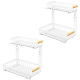 Organizator Multifunctional Elindor® pe 2 Nivele, 2x Sertar Glisant, Montat pe Blat sau in Dulap sub Chiuveta, Suport Metalic Organizare, pentru Bucatarie, Baie, Camara, Bar, Raft cu Sertare Depozitare Legume, Detergenti, Parfumuri, 40.×30×43 cm, Alb