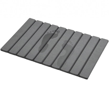 Covor de Baie Elindor® Pliabil, din Diatomit, Antiderapant, Absorbant, Dreptunghiular, Potrivit in Fata la Cada, Cabina de Dus, WC, Chiuveta, Model Uni, 60 x 39 x 1 cm, Gri