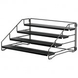 Organizator Condimente Elindor® pe 4 Niveluri, Suport Organizare, pe Blat sau in Dulap, sub Chiuveta, Suport Metalic, pentru Bucatarie, Baie, Camara, Bar, Raft cu Sertare Depozitare Condimente, 25.5 × 34 × 16 cm, Negru