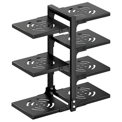 Organizator Vase Elindor®, Suport Oale Chiuveta, Ideal pentru Farfurii, Oale, Tigai, cu 7 Compartimente si 6 Nivele, pentru Bucatarie Multifunctional, pentru Blat sau in Dulap, 51 x 22.6 x 53 cm, Negru