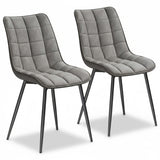 Set 2 Scaune Elindor® Ergonomice, Design Contemporan, Scaun cu Spatar si fara Manere, din Catifea cu Picioare Metalice Negre, Potrivite pentru Living, Bucatarie, Birou, Dormitor, Latime Sezut 46 cm, 85.5 x 45 x 42 cm, Gri