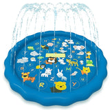 Piscina Gonflabila Elindor® 3-in1, cu Jeturi de Apa pentru Copii, Model Litere si Animale Salbatice, de Interior / Exterior, Distractie si Educatie, Jucarii Bebelusi si Copii, Instalare Rapida, Diametru 1 m, Bleumarin