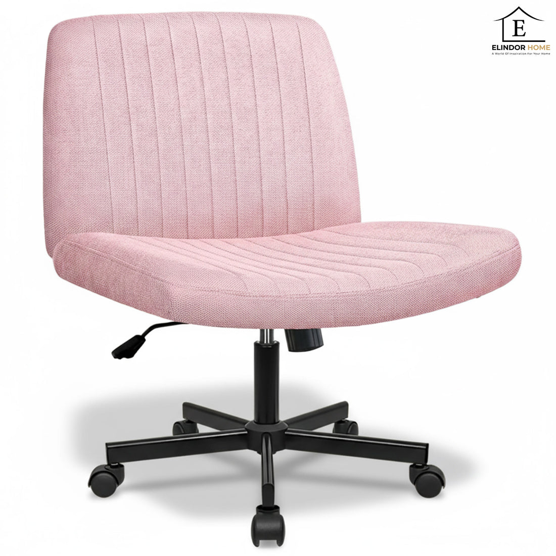 Scaun Birou Ergonomic Elindor® Rotativ 360°, fara Manere, cu Spatar Design Compact, Confortabil, Scaune in Stil Modern cu Roti, Picioare Metalice, Reglaj Balansare, Inaltime Ajustabila, 56 × 67 × 92 cm, Roz